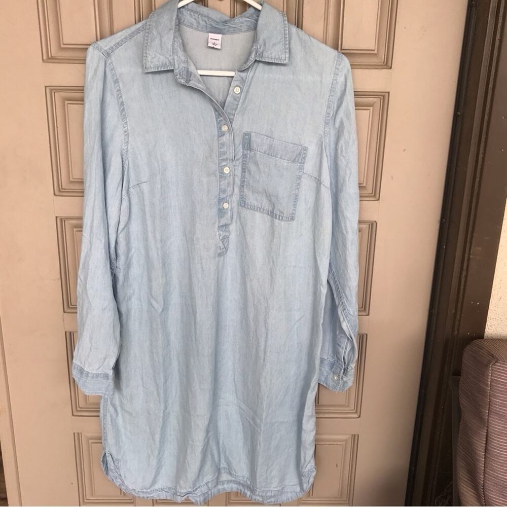 Super Light Weight Old Navy Chambray Shirt Dress SzS Long Sleeves